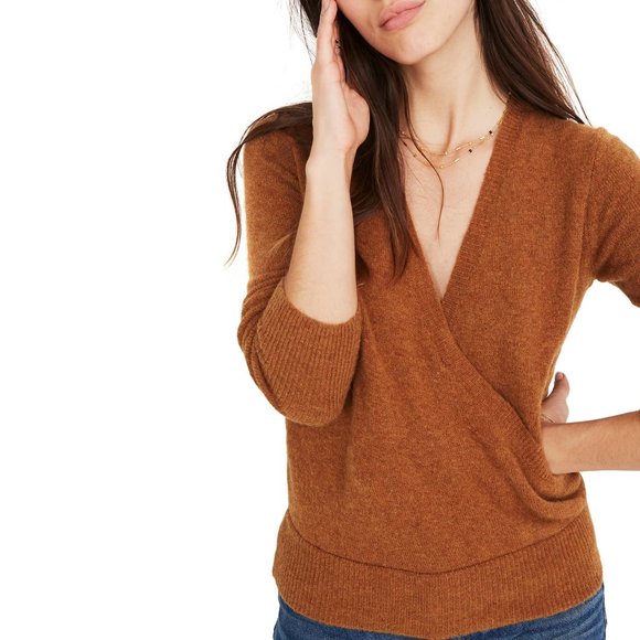 Madewell Sweaters - Madewell Faux Wrap Pullover Sweater Long Sleeves